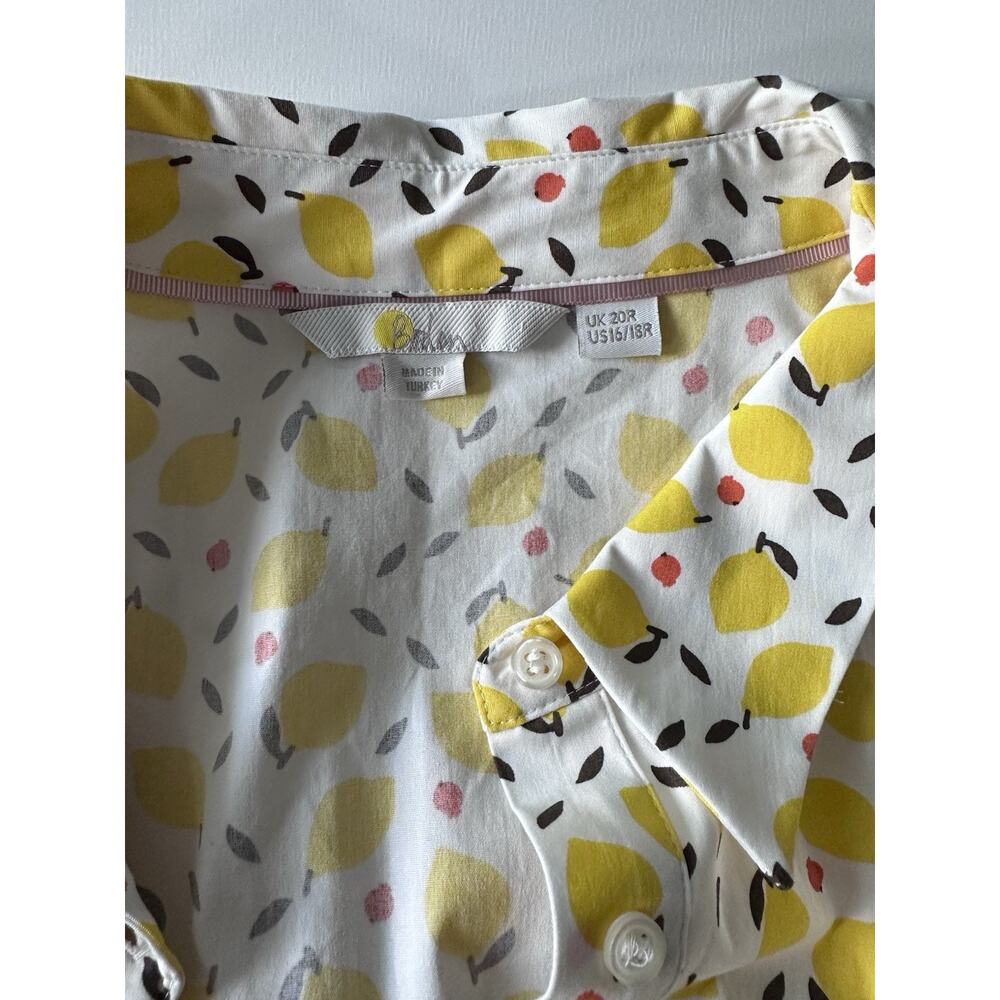 Boden Lemon Print Anastasia Shirt A-line Cotton Poplin Dress Women US16/18R - Picture 5 of 9